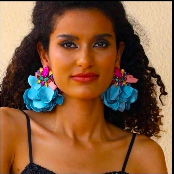 Newfloral Bohemian Floral Rhinestone Statement Earrings 45$